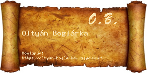 Oltyán Boglárka névjegykártya